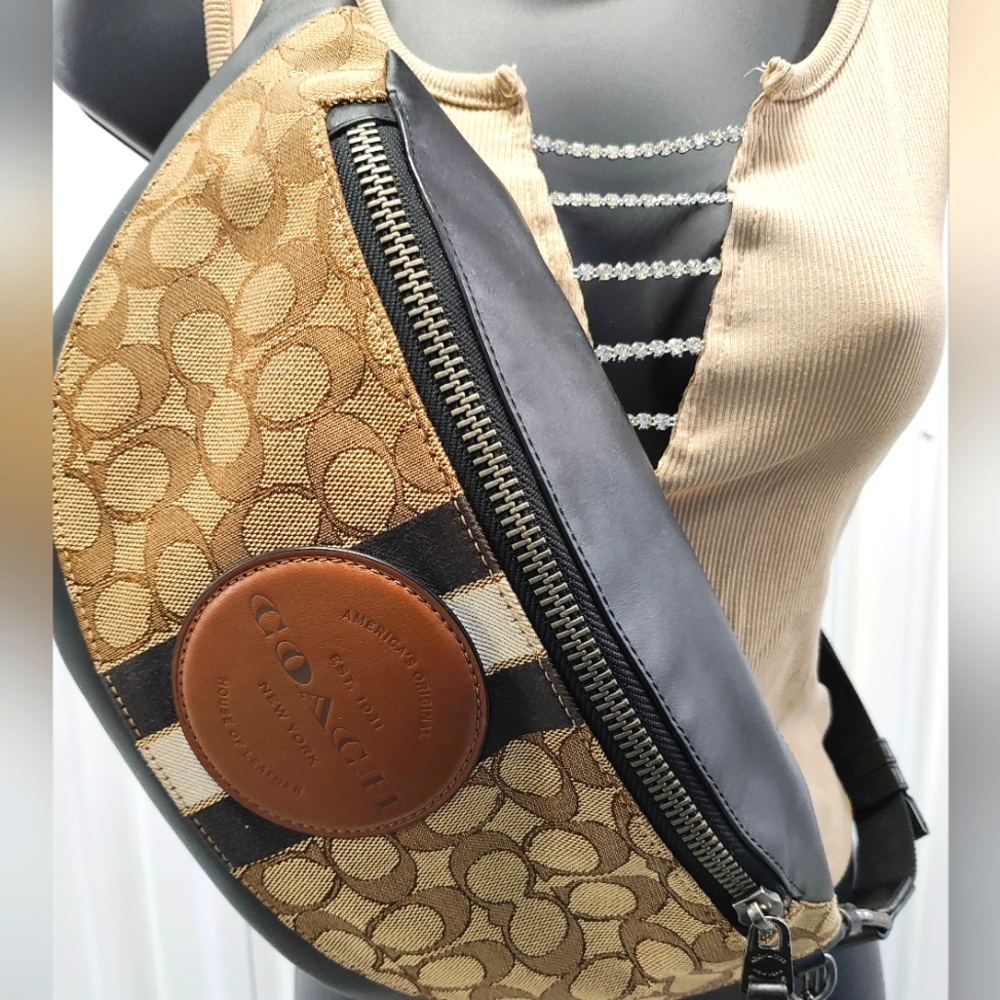 Warren Belt Bag In Signature Jacquard With Stripe And Coach Patch